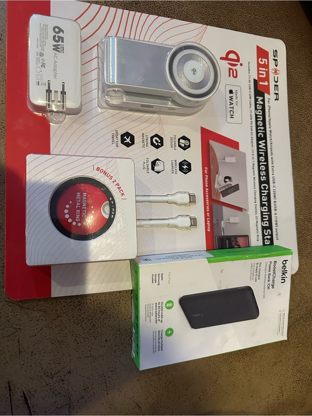 Spyder 5-in-1 Magnetic Wireless Charging Stand White and Belkin BoostCharge